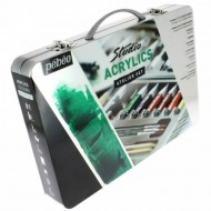 28-Piece Studio Acrylic Colors Set, Integrated Metallic Bag, Pebeo French